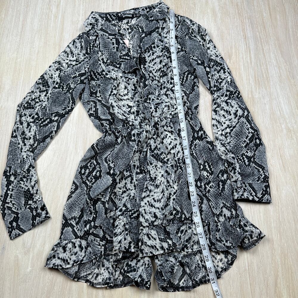 NWT Missguided Snake Animal Reptile Print Button Frill Sheer Chic Mini Dress 2 - Picture 7 of 15